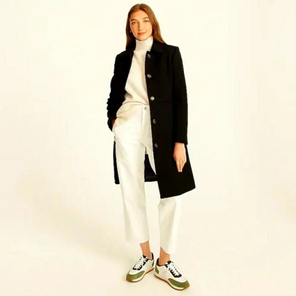 J.Crew Classic Black Lady Day Coat Italian Double Cloth Wool Thinsulate 0 49622 - Picture 1 of 11
